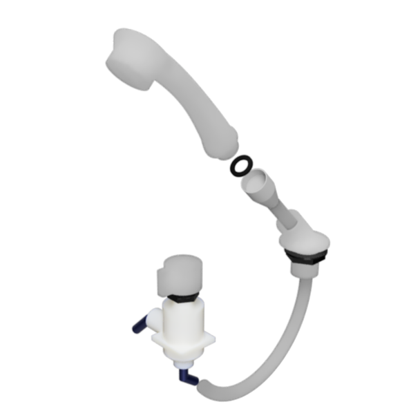 Duschset mit Schlauch, Brause und Untertischhahn